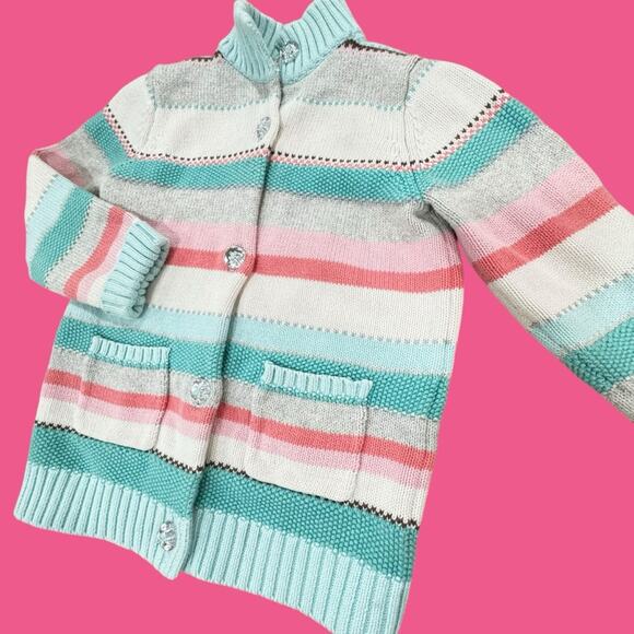 Girls Holiday Sweater Size 5-6. Jeweled Button Down Dual Pocket Sweater - Picture 1 of 8